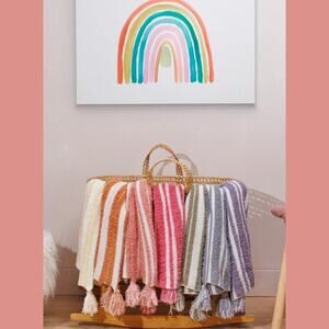 Styled Collection Apricot Soft Orange Nursery 3D Stripe Stroller‎ Blanket NEW